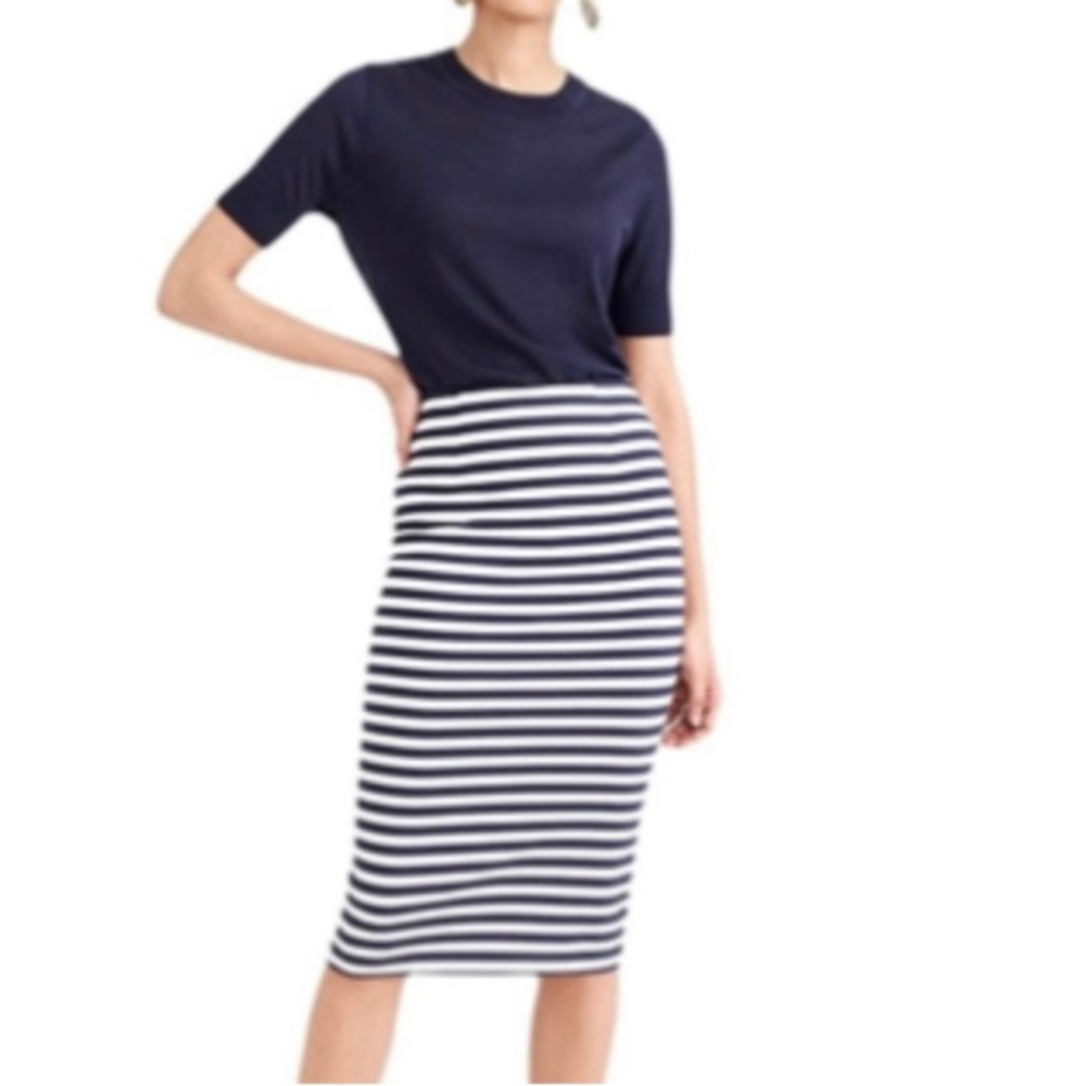J.Crew knit pencil skirt navy & white stripe size 8